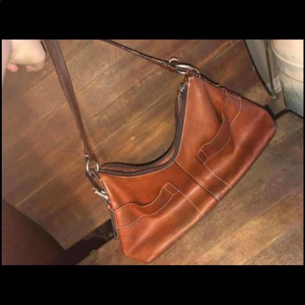 Small Fossil Leather Handbag